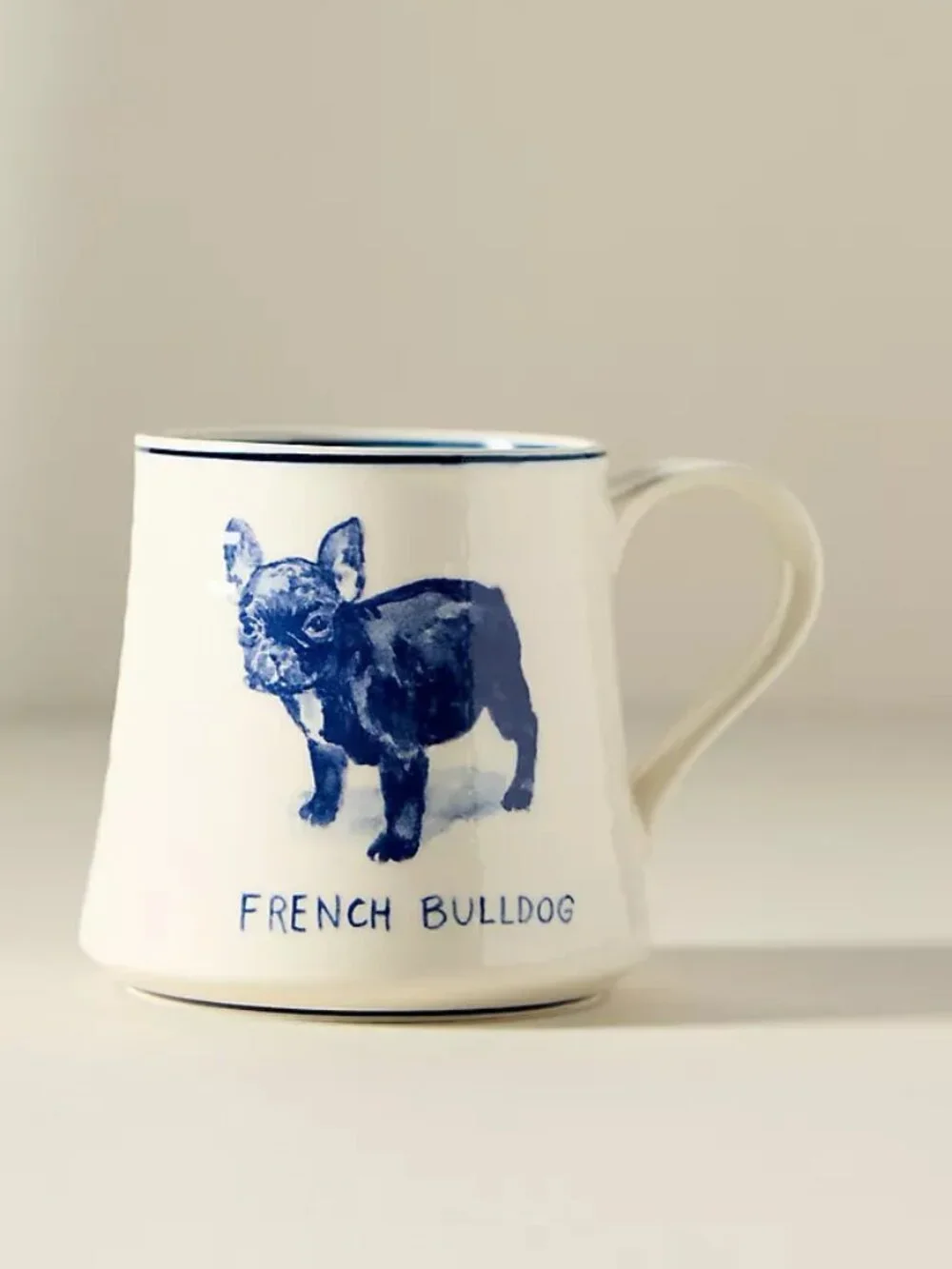 Anthropologie FRENCH BULLDOG Molly Hatch Ceramic Coffee set of 2 mugs 16 oz NWT